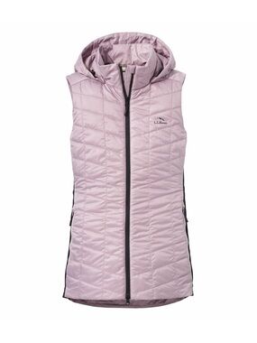 ★ L.L.Bean Women’s PrimaLoft Packaway Hooded Long Vest Light Purple Black S ★